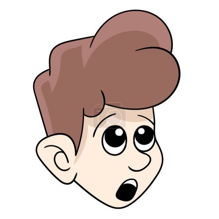 Ilustración de Confundido rostro marrón rizado cabeza masculina ilustración. diseño vectorial ilustración arte - Imagen libre de derechos