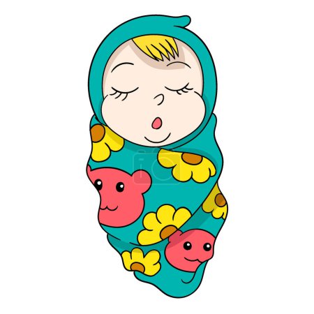 Téléchargez les illustrations : Les nouveau-nés dorment souvent paisiblement. dessin vectoriel illustration art - en licence libre de droit