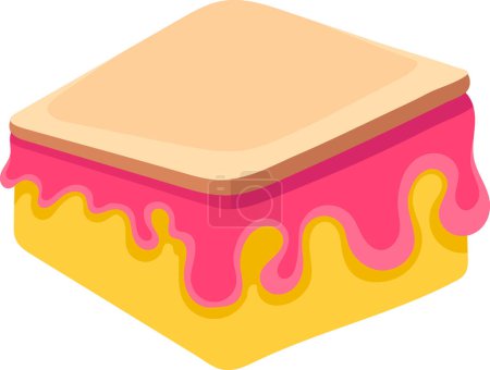 imagen de la ilustración de alimentos, pastel de crema de fresa con delicioso queso palo, dibujo creativo 