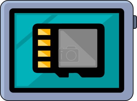 illustration of a flat image of a multimedia icon, device storage data, creative drawing 
