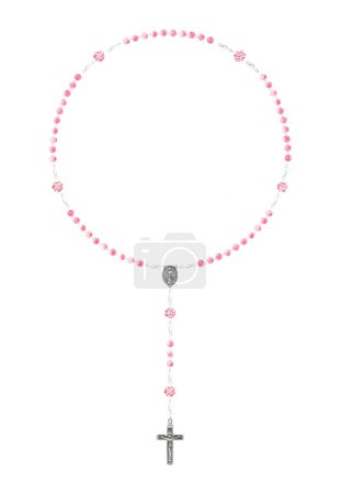 Foto de Elegante acuarela rosa perla Santo Rosario aislado sobre fondo blanco - Imagen libre de derechos