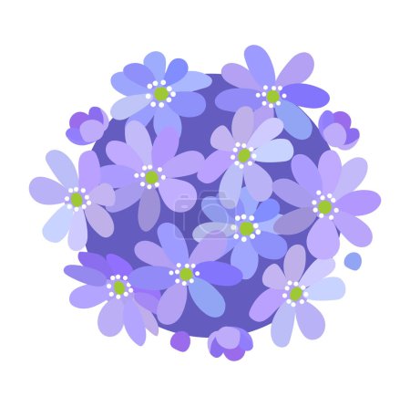 Foto de Liverwort hermosa elegante azul púrpura vibrantes flores de primavera composición ramo aislado sobre fondo blanco - Imagen libre de derechos