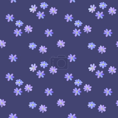Foto de Patrón sin costuras de azul violeta primavera floreciendo flores del bosque salvaje Hepatica - Imagen libre de derechos