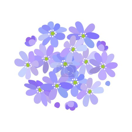 Foto de Pequeño ramo de flores de bosque silvestre de primavera violeta azul Hepatica - Imagen libre de derechos