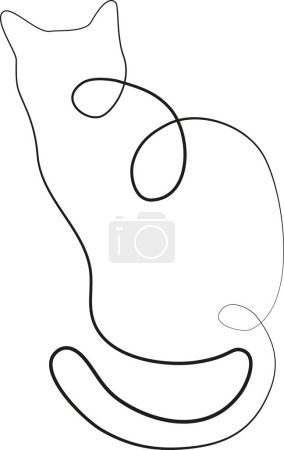 Foto de Póster wallart abstracto de una línea de gato línea continua en blanco y negro - Imagen libre de derechos