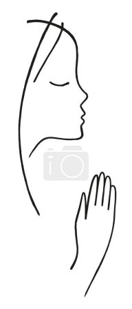 Foto de Oración chica mujer cristiano católico yoga pureza meditación calma empresa logotipo línea - Imagen libre de derechos