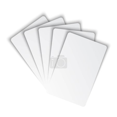 Foto de Five blank playing cards mockup. White cards on white background. Poker concept. Vector illustration - Imagen libre de derechos
