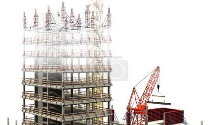 Photo for Building Contruction Site, BIM Project, 3d rendering, 3d illustration - Royalty Free Image