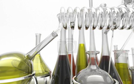 Téléchargez les photos : Chemical equipment, beakers and glass stills - en image libre de droit