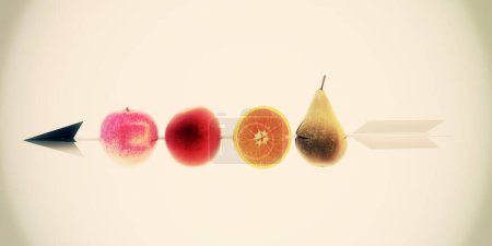 Photo for Abstract fruits with  arrow on the color background - Royalty Free Image