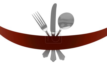 Photo for Fork, spoon and knife on white - Royalty Free Image
