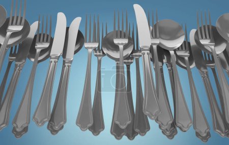Photo for Cutlery on blue background - Royalty Free Image