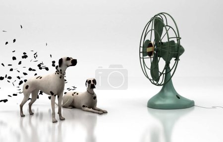 Foto de Dalmatians perros con abanico - Imagen libre de derechos