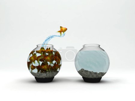 Téléchargez les photos : Bol en verre avec poisson - en image libre de droit