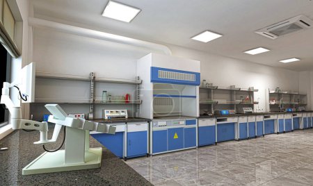 Photo for Modern laboratory interior. 3 d rendering - Royalty Free Image