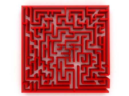 Photo for Maze with a red labyrinth. - Royalty Free Image
