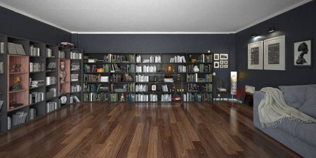3 d render of a library 