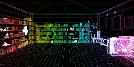 Photo for 3 d render of a library - Royalty Free Image