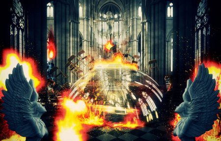 Photo for 3 d illustration of a fantasy interior of a cathedral - Royalty Free Image