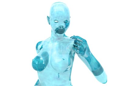 Téléchargez les photos : 3 d rendant le modèle femelle de l'eau isolé sur blanc - en image libre de droit