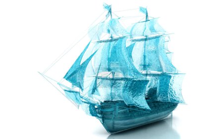 Photo for Sailing ship on white background. 3 d render - Royalty Free Image