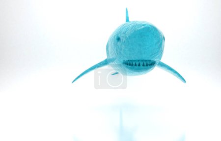 Téléchargez les photos : Eau en forme de requin bleu isolé sur blanc - en image libre de droit