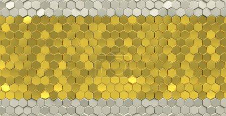 Téléchargez les photos : Motif sans couture de l'hexagone doré. Illustration 3D. - en image libre de droit
