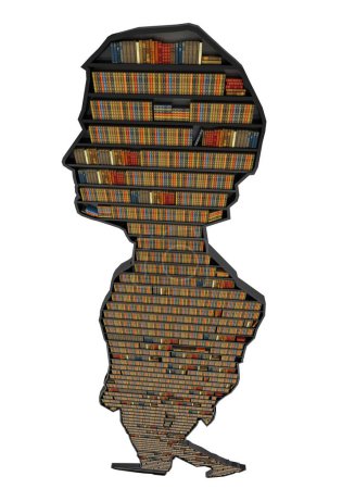 Photo for 3d detail rendering of a man silhouette bookshelf - Royalty Free Image