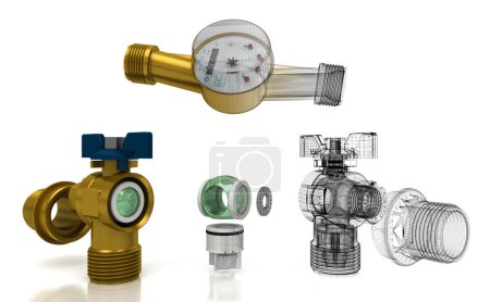 Photo for Set of plumbing valves on white background - Royalty Free Image
