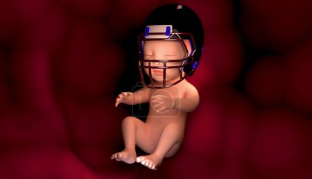 Foto de Feto humano semana 3 d ilustración, 3 d render, bebé en el casco - Imagen libre de derechos