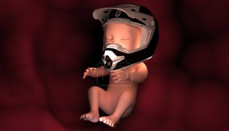 Foto de Feto humano semana 3 d ilustración, 3 d representación, bebé en la máscara - Imagen libre de derechos