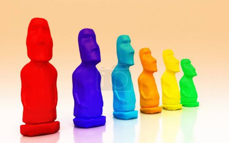 Photo for Group of colorful glass toy figures. 3 d rendering. - Royalty Free Image