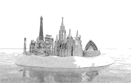 Photo for 3 d rendering of model landmarks - Royalty Free Image