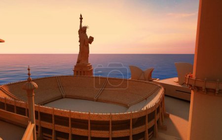 Photo for 3 d rendering of sand model landmarks - Royalty Free Image