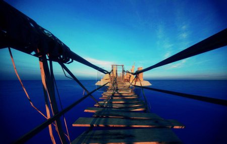 Téléchargez les photos : Illustration 3 d du pont sur la mer - en image libre de droit