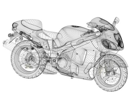 Téléchargez les photos : 3 d rendu d'une moto sur fond blanc - en image libre de droit