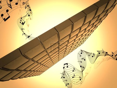Foto de Fondo musical con notas musicales. Representación 3 d - Imagen libre de derechos