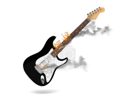 Téléchargez les photos : 3d rendu de détail de la guitare - en image libre de droit