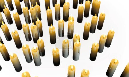 Photo for Many candles on a white background, 3 d rendering - Royalty Free Image