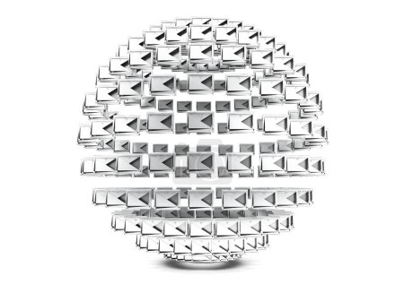 Téléchargez les photos : Blanc rendu 3 d avec une sphère sur fond blanc - en image libre de droit