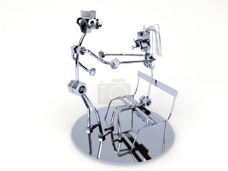 Téléchargez les photos : Figurines de robot en métal. 3d - en image libre de droit