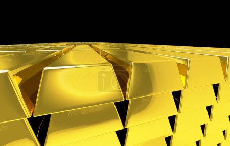 Foto de 3d detalle representación de las barras de oro - Imagen libre de derechos