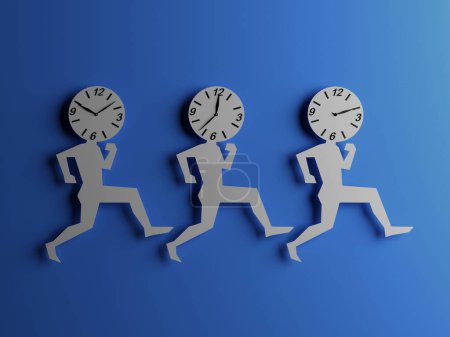 Photo for Running men with clock instead of a head running - Royalty Free Image
