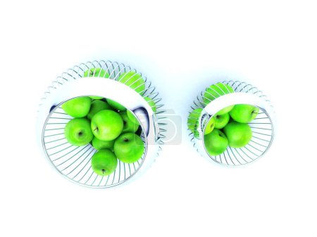 Photo for 3 d illustration of bowl with green apples - Royalty Free Image