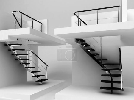Photo for Interior design, black and white illustration, 3 d render - Royalty Free Image