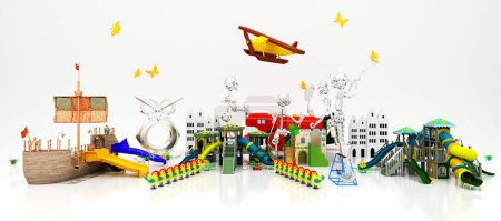 Photo for 3d render amusement park and children 's playground - Royalty Free Image