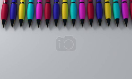 Photo for Set of colorful pens on white background 3 d rendering illustration - Royalty Free Image