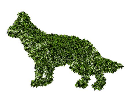 Foto de Perro verde hecho de hierba sobre fondo blanco. - Imagen libre de derechos