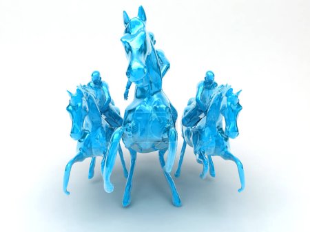 Foto de 3 d representación de caballos de vidrio sobre un fondo blanco - Imagen libre de derechos