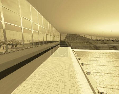 Foto de Piscina, 3 d renderizado de un campo deportivo - Imagen libre de derechos